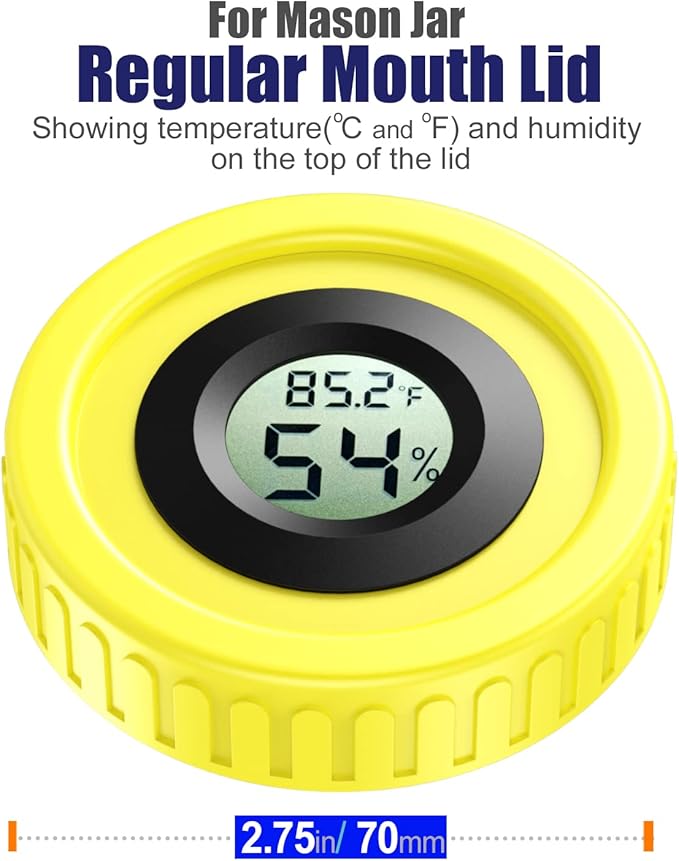 Mason Jar Lids Built-In Stash Hygrometer Herb Curing monitor fits all Wide - Image 2