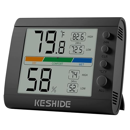 Hygrometer Thermometer Gauge Mini Digital, Monitor Indoor Outdoor Humidity by KESHIDE
