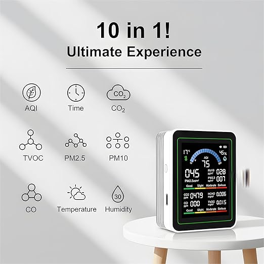 Air Quality Monitor Indoor, 10 in 1 Portable Smartair Quality Tester - Image 5