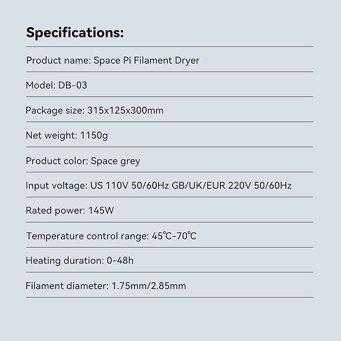 Creality Official Space PI Filament Dryer, Upgraded 3D Printer Filament Dryer - Image 8
