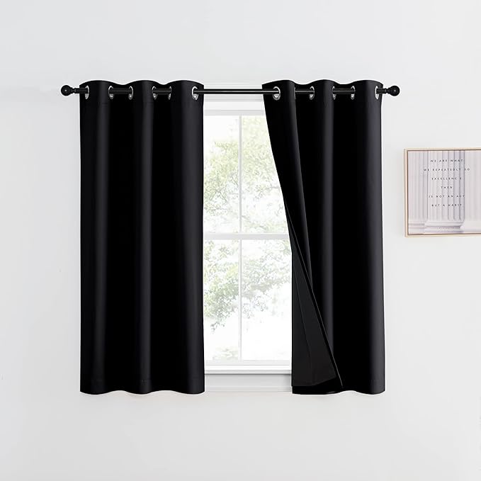 NICETOWN 100% Blackout Curtain 45 inches Length, 2 Thick Layers Completely by NICETOWN