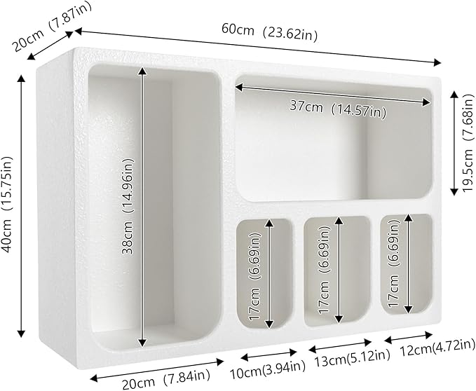 5-Compartment White Arched Floating Cabinet, Modern Geometric MDF Wall-Mount - Image 3