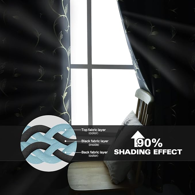 BUHUA Blackout Curtains 84 Inches Long, Living Room Curtains & Drapes, Thermal - Image 6