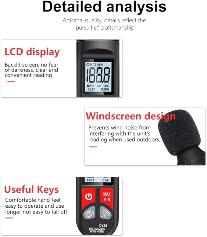 REDYY Sound Leveling Meter, High Precisions Sound Leveling Meter Decibel Noise - Image 6