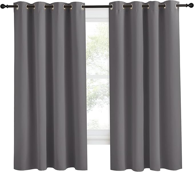 NICETOWN Grey Blackout Curtain 68 inch Long, 55 inches Width, 1 Panel, Thermal - Image 2