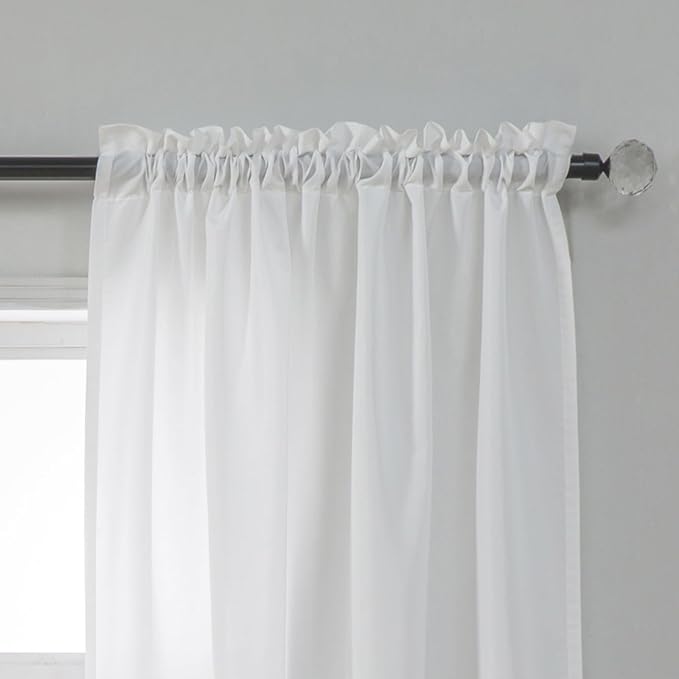 L.Z.E Privacy Sheer Curtains 90 Inches Long 2 Panels Set White Light Filtering - Image 8