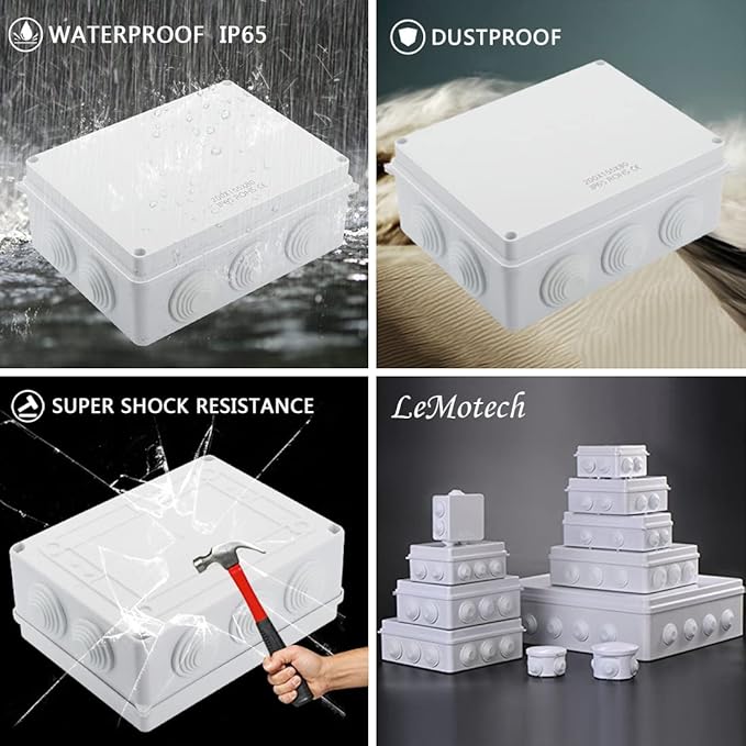 LeMotech ABS Plastic Dustproof Waterproof IP65 Junction Box Universal - Image 8
