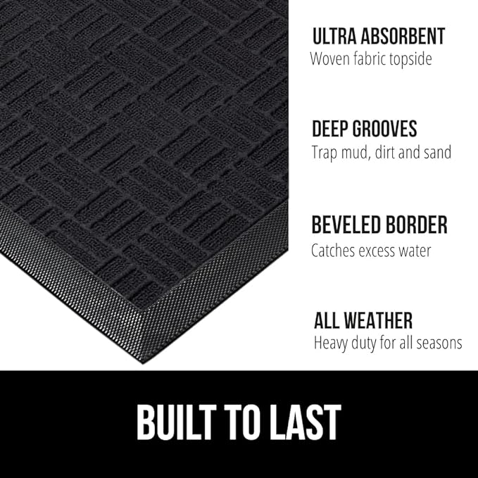 GORILLA GRIP 100% Waterproof All-Season WeatherMax Doormat, US Designed Natural - Image 2
