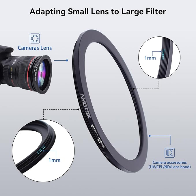 105mm Lens to 95mm Camera Lens Adapter, 105mm to 95mm Filter Step-Down Ring - Image 5