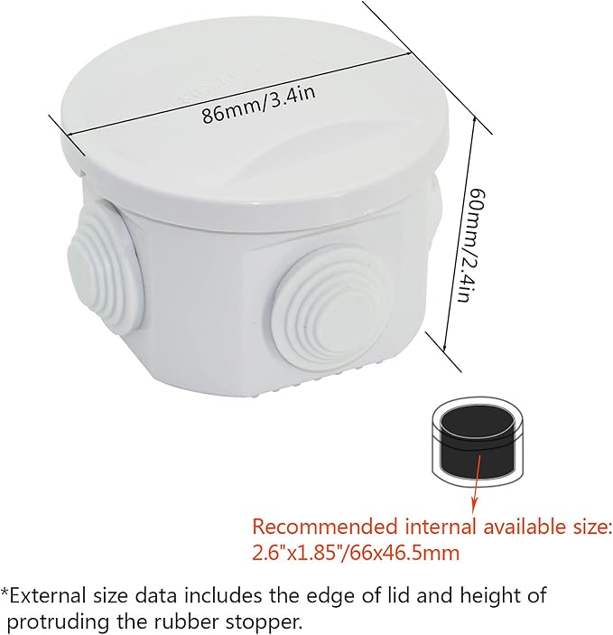 LeMotech Junction Box, ABS Plastic IP55 Water Resistant and Dustproof, - Image 2