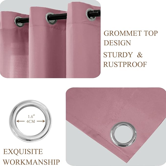L.Z.E Light Filtering Curtains 72 Inch Length 2 Panels Set Lilac Pink Privacy - Image 4