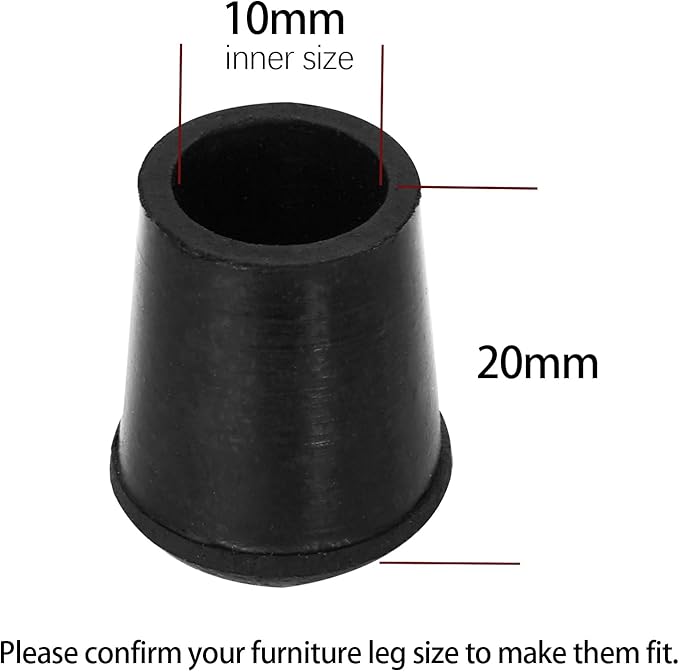 10 PCS Black Round Rubber Chair Leg Caps Tips, Vinyl Rubber End Kits, Soft - Image 2