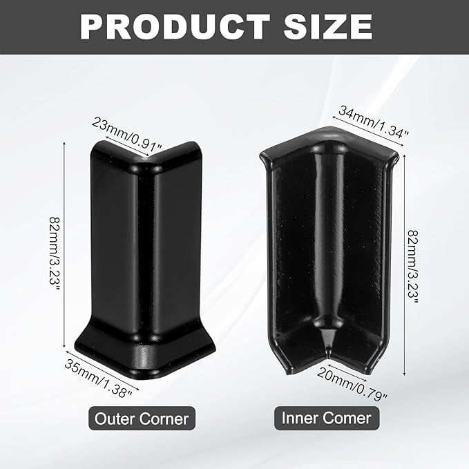 uxcell Self Adhesive Baseboard Corner Blocks, 3.23 Inch Wall Edge Corner - Image 2