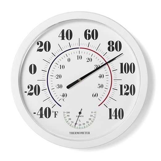Indoor Outdoor Thermometer Wall Large Numbers Thermometer No Battery 10" by LUBYBG