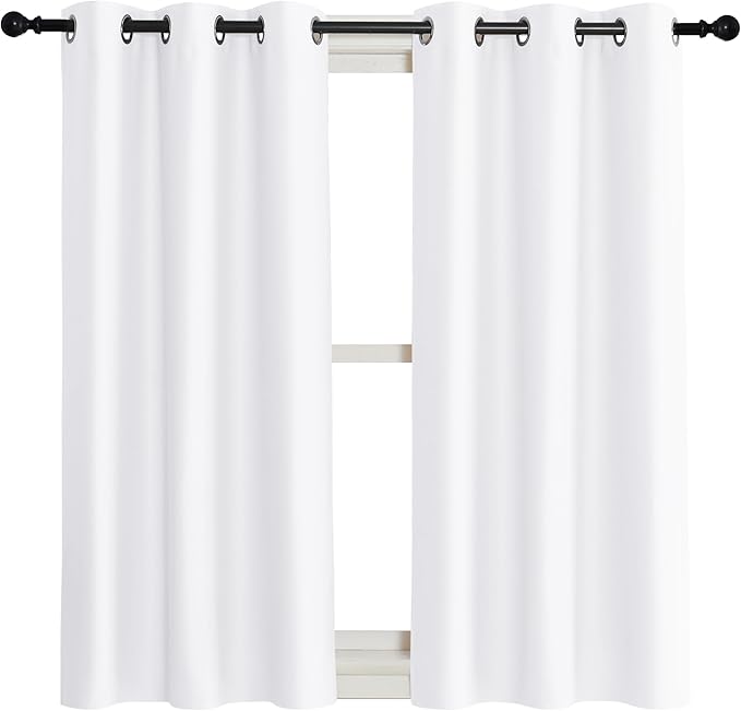 NICETOWN Room Darkening Window Treatment Curtain, Pure White, Single Panel - Image 2