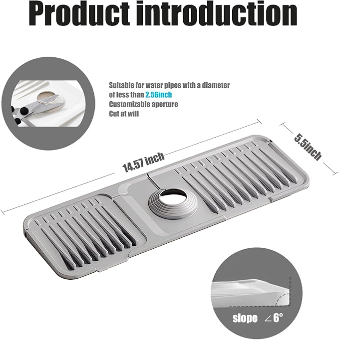 STARGAZ Silicone Faucet Mat for Kitchen Sink, Faucet Draining Mat, Sink Back - Image 2