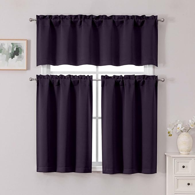 Chyhomenyc Short Kitchen Curtains 36 Inch Length, Small Curtain Tier Rod Pocket - Image 2