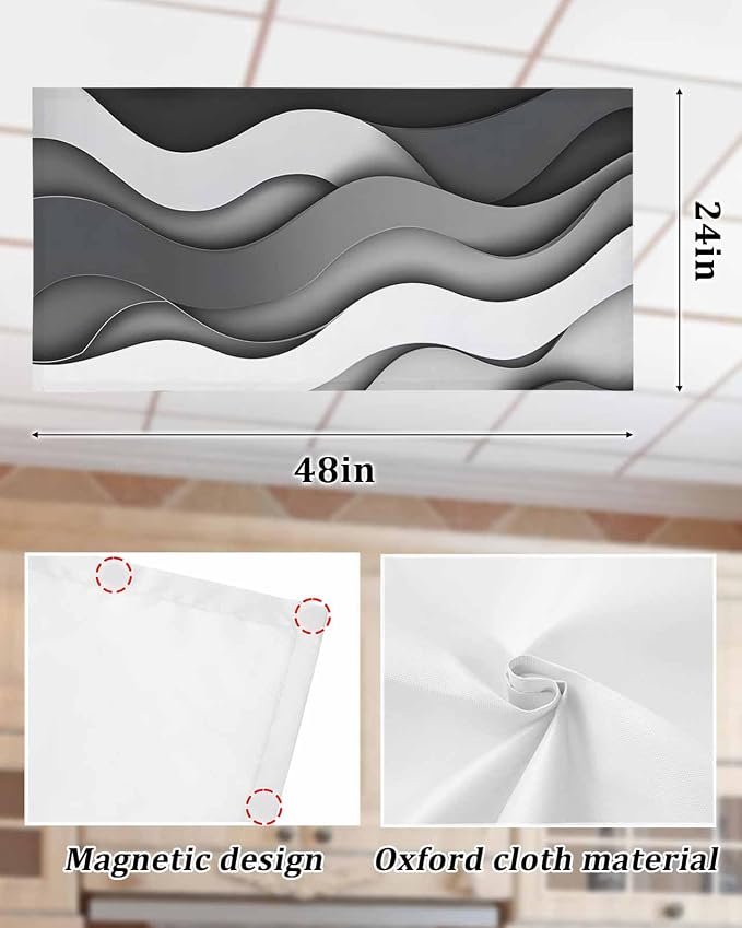 Yukro 2 Pack Black Ombre Fluorescent Light Covers Grey White Gradient Abstract - Image 6