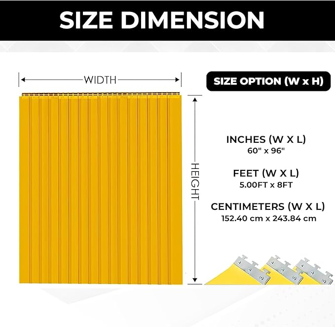 Yellow Kit PVC Smooth Plastic Strip Door Curtain 60 x 96 in Standard Clear - Image 4
