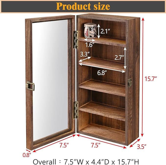 Wall Mounted Wooden Collectible Display Case 5 Shelf Display Storage - Image 3