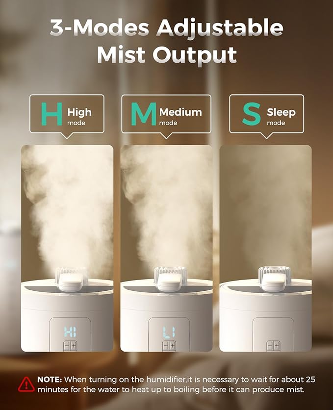 3L Stainless Steel Humidifier for Bedroom, Warm Mist Humidifiers Easy Clean - Image 5