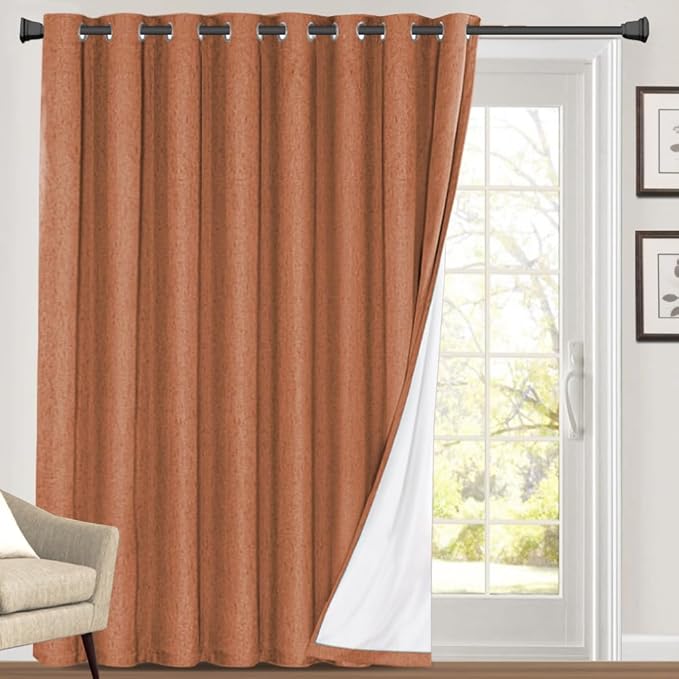 PrinceDeco 100% Linen Blackout Curtains Extra Wide Thermal Insulated Door by PrinceDeco