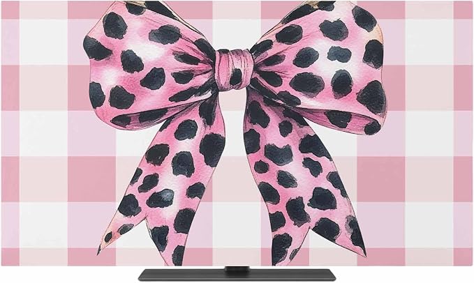 Pink Leopard Print Bow Indoor TV Cover, Elastic TV Screen Protector Check by Unknown