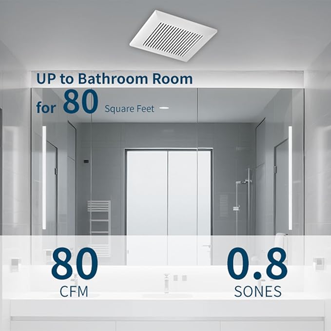 Tech Drive Bathroom Exhaust Fan 80 CFM, 0.8 Sone, 4-Inch Duct, No Attic Access - Image 3