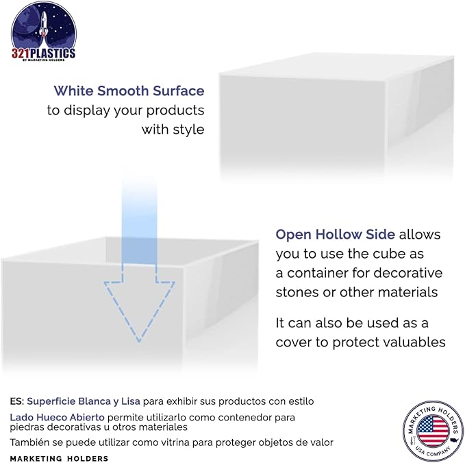 4 Pack Acrylic Display Riser Boxes White 3 Piece Retail Product Riser No Lid - Image 6