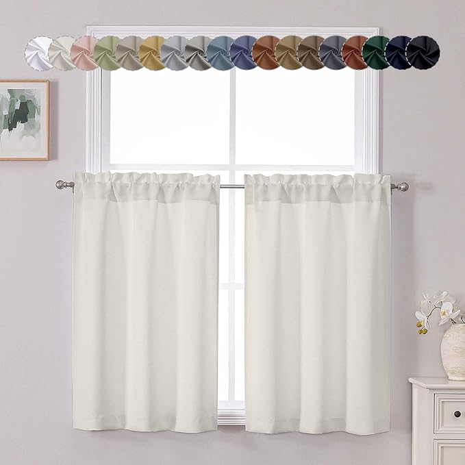 Chyhomenyc Natural Short Blackout Curtains 36 Inch Length, Small Kitchen by Chyhomenyc