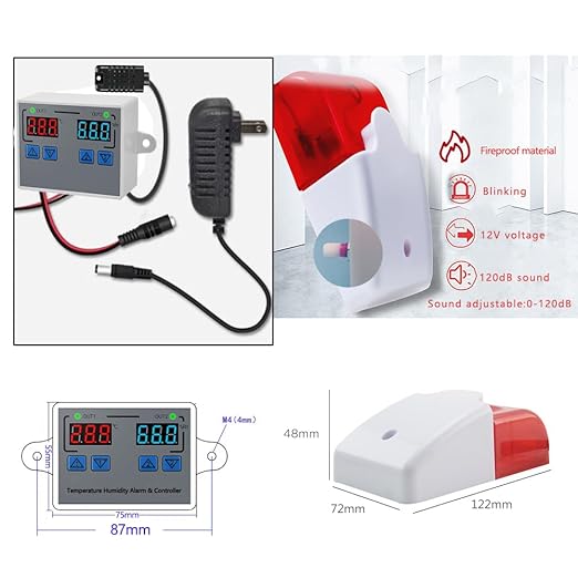 Hygrometer Thermometer Alarm, 12V High/Low Temperature and Humidity Monitor - Image 6