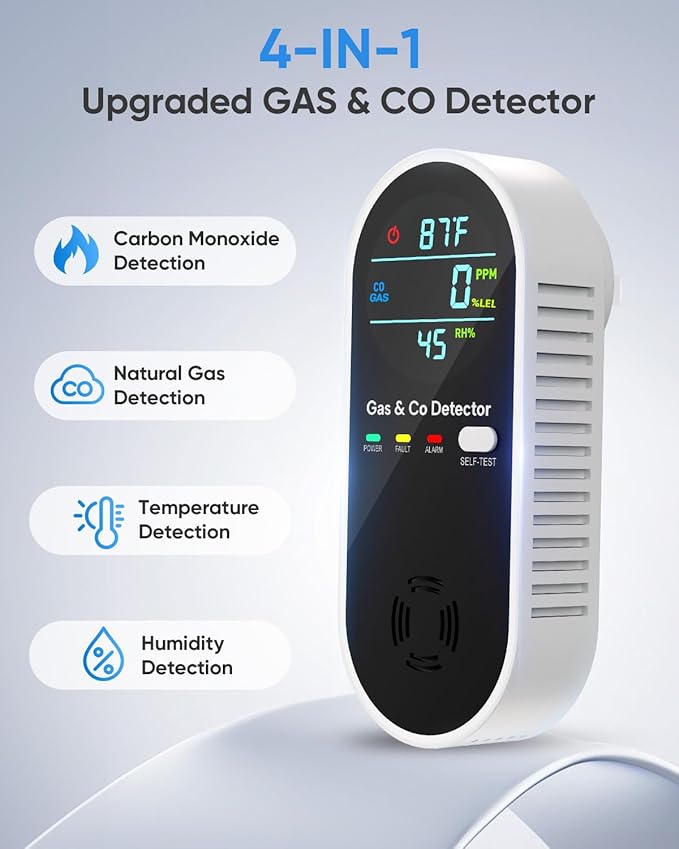Carbon Monoxide Detectors & Natural Gas Detector, 4-in-1 Carbon Monoxide - Image 2