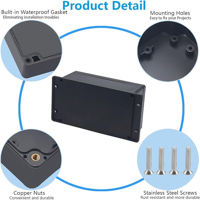 Outdoor Waterproof Junction Box IP67 Project Box ABS Black Electrical Boxes - Image 6