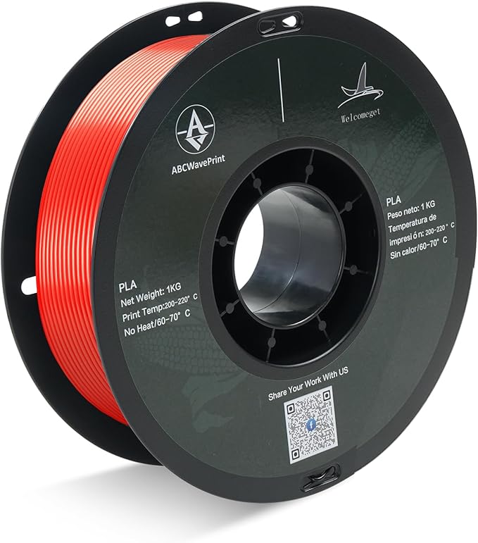 PLA 3D Printer Filament, Dimensional Accuracy +/- 0.02 mm, 1 kg Spool, 1.75 by ABCWavePrint