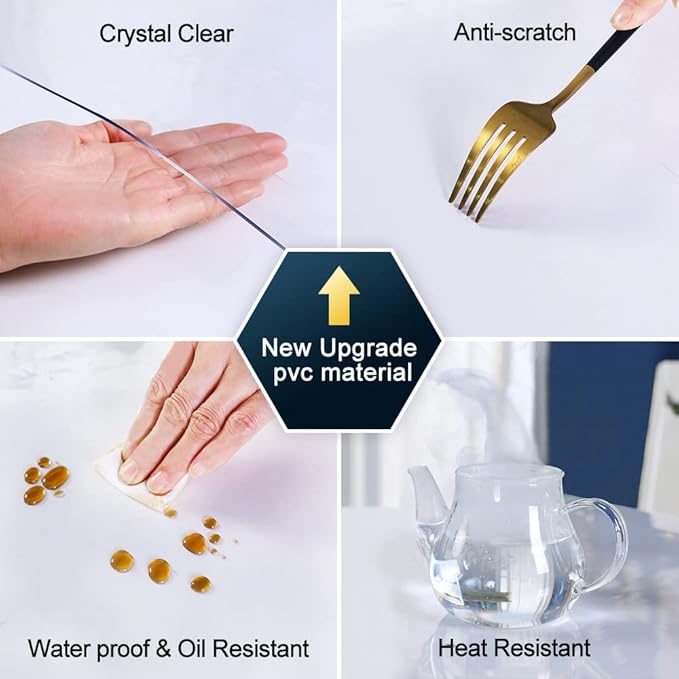 SPLENDEFUL Rectangle 24x78 Clear Plastic Table Protector PVC Desk Cover - Image 4