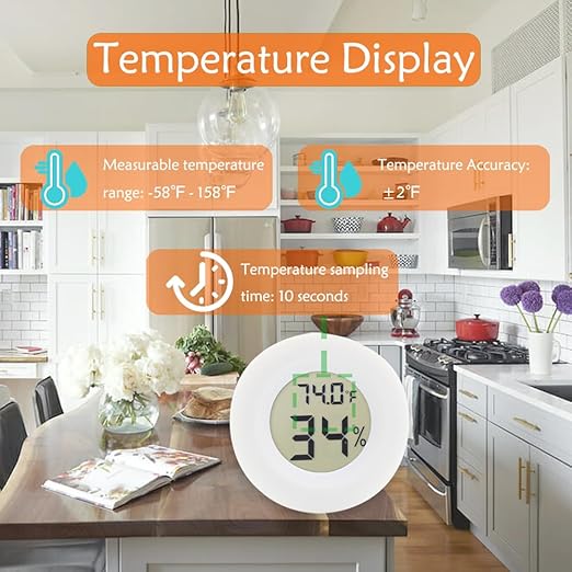 Digital Mini Thermometer Round Hygrometer, LCD Display, Indoor Temperature - Image 4