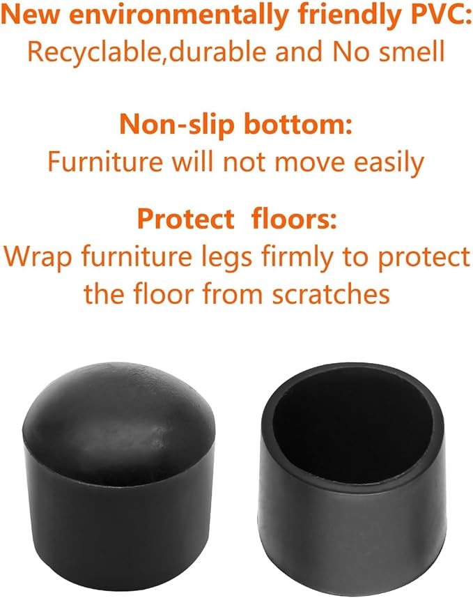 20 Pcs Round Rubber Furniture Leg Caps, 5/8" Vinyl Flexible Chair Leg Floor - Image 4
