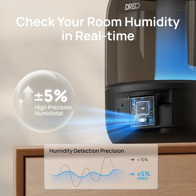 DREO Humidifiers for Bedroom, 3L Top Fill 30H & 26dB Quiet Runtime for Large - Image 4