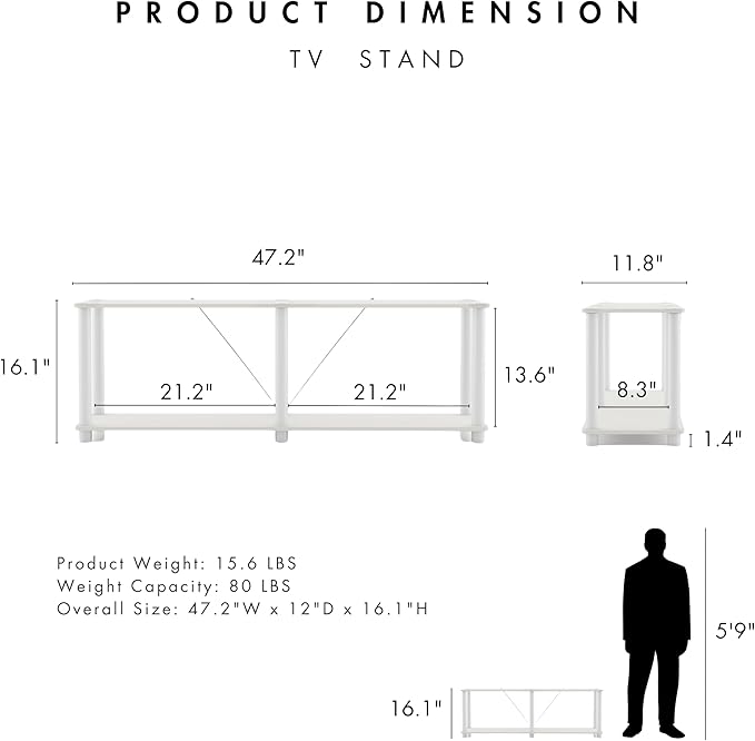 Homes: Inside + Out Apexa Modern 2-Tier Extra Wide Shelving Units, Collectibles - Image 3