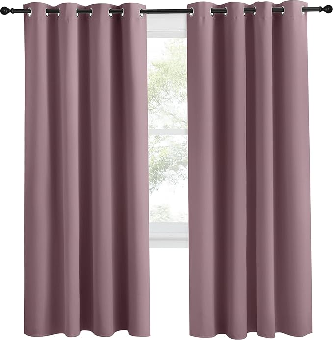 NICETOWN Kitchen Blackout Window Dry Rose Curtain Panel, 1 Panel, 55 by 78 - Image 2