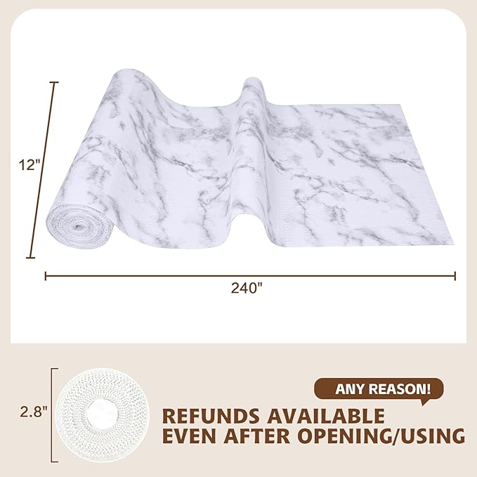 Shelf Liners for Kitchen Cabinets 12in x 10FT, Non Adhesive Drawer Liner Marble - Image 3