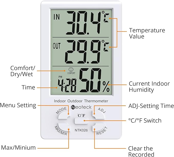 Neoteck 3 in 1 Thermometer Hygrometer - Image 6