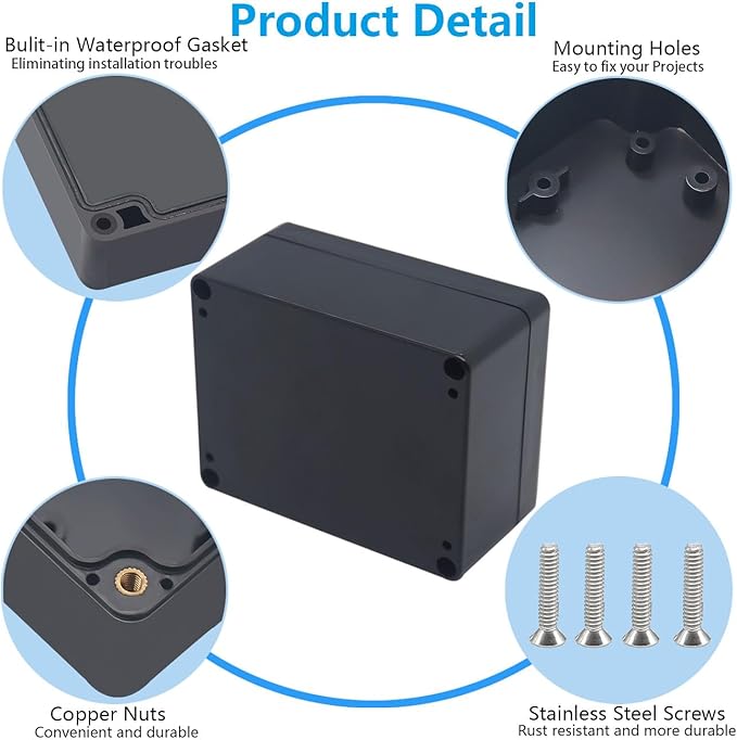 Outdoor Waterproof Junction Box IP67 Project Box ABS Black Electrical Boxes - Image 6