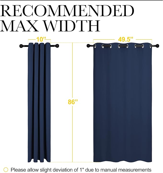 NICETOWN Navy Blackout Curtains 86" Long - Image 7