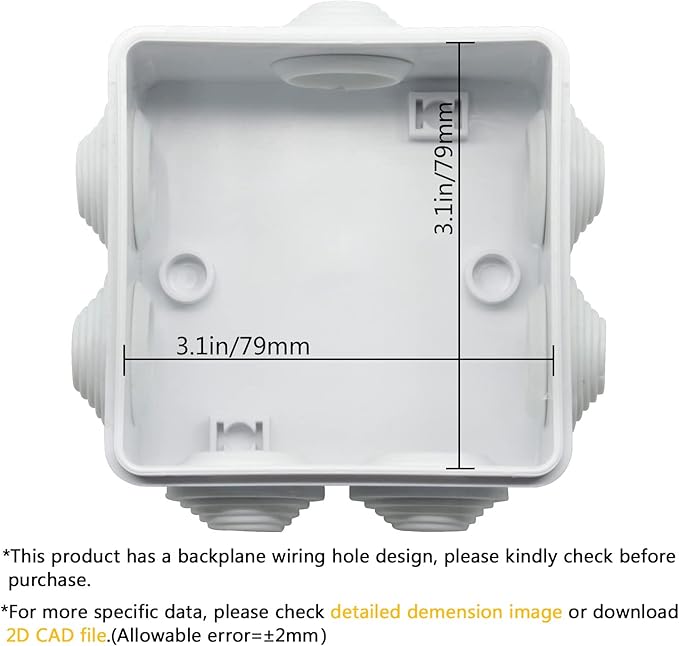 LeMotech Junction Box, ABS Plastic IP55 Water Resistant and Dustproof, - Image 3