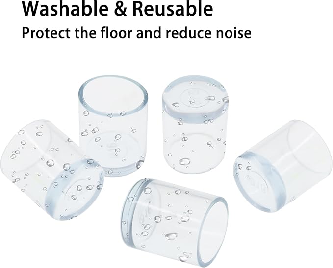 Round Chair Leg Caps, PVC Furniture Feet Covers, TTZEZE Transparent Round Floor - Image 5