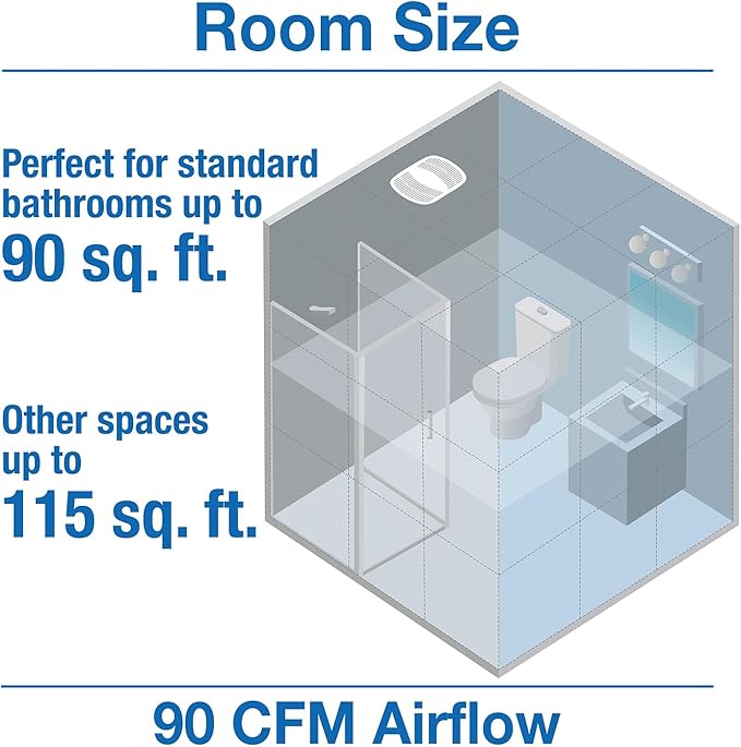 Air King 90 CFM 3.0 Sones Ceiling Mounted Snap-In Installation Bathroom Exhaust - Image 4