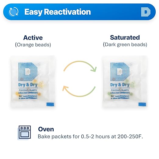 Dry & Dry 3 Gram Orange Indicating Silica Gel Packets Desiccant Dehumidifiers - Image 4