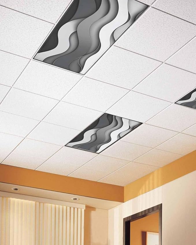 Yukro 3 Pack Black Ombre Fluorescent Light Covers Grey White Gradient Abstract - Image 2