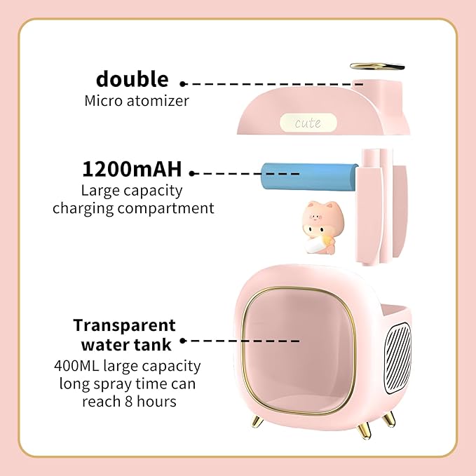 Cute Pet Humidifier, 13.5oz Creative TV Humidifier, USB Plug in Use, Desktop - Image 5